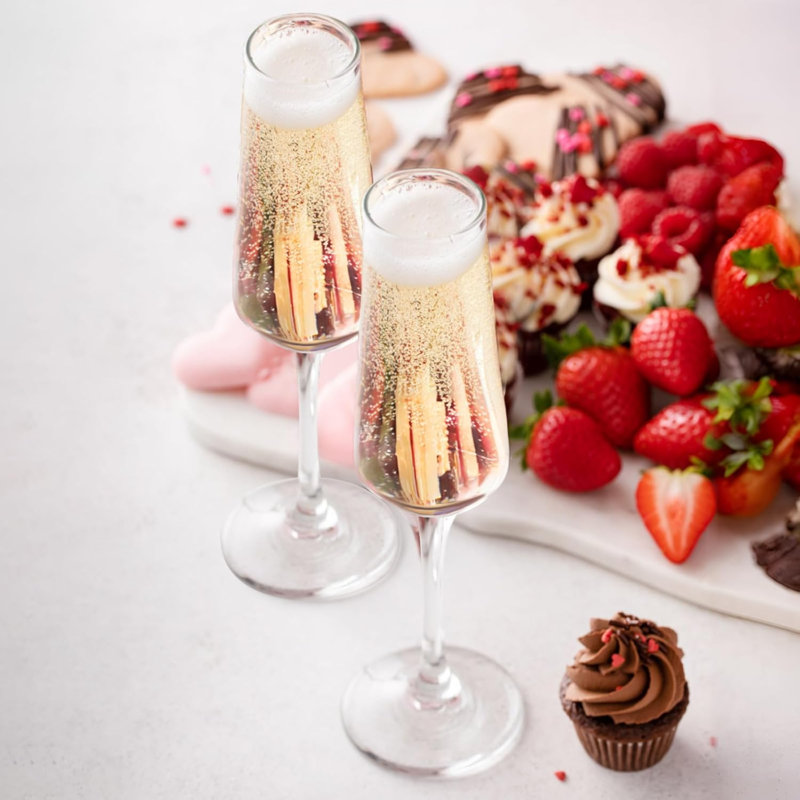 Verres à champagne 8,5 oz, ensemble de 2 flûtes à champagne, cadeau champagne unique pour anniversaire, mariage, anniversaire, idéal pour les bars à domicile, les fêtes, etc.