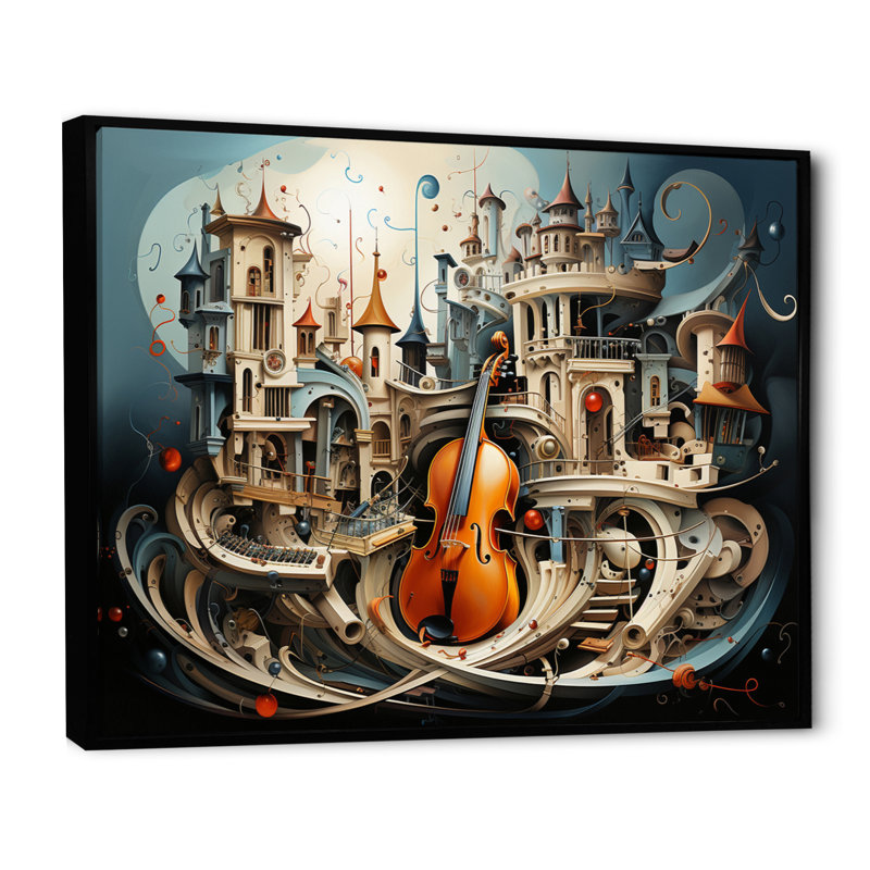Musique surréelle et surréelle, H 24 po x l 32 po x P 1 po, Cadre flottant noir