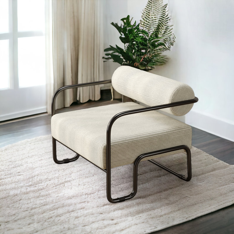 Franchina CAL117 Compliant 27'' Wide Tufted Armchair, Beige Corduroy