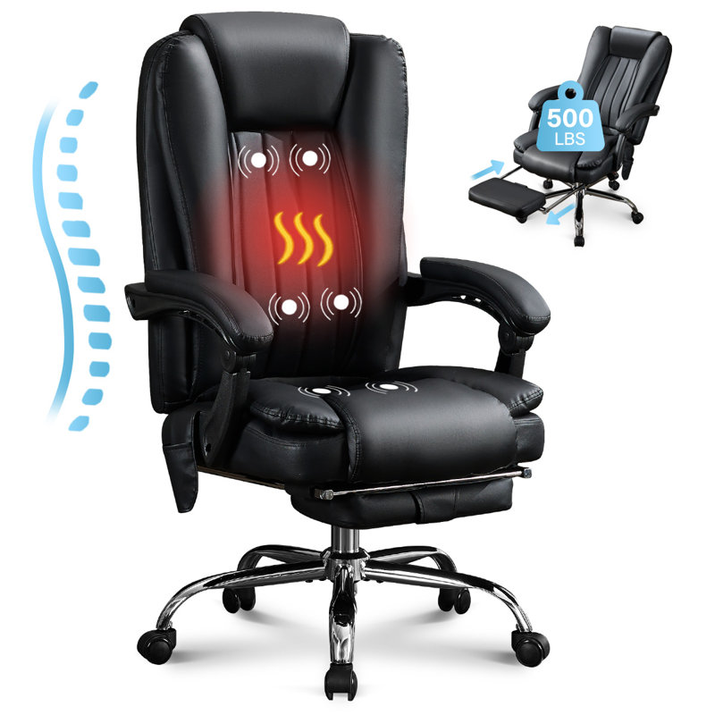 Massage Office Chair With Foot Rest, Black