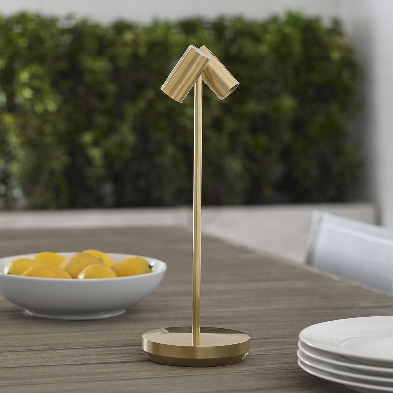 Doppia Accent Rechargeable Table Lamp, Natural Brass