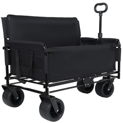 3-in-1 Convertible Folding Wagon Cart with Bench Seat & Storage - 500lbs Heavy-Duty Utility Wagon