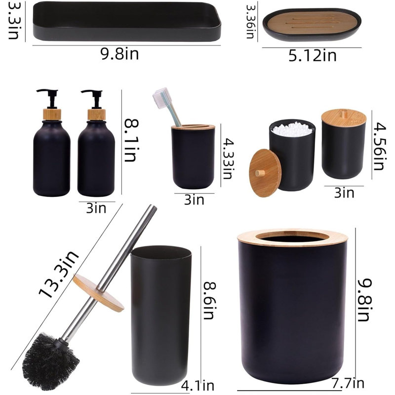 Matte Black Bathroom Accessory Set