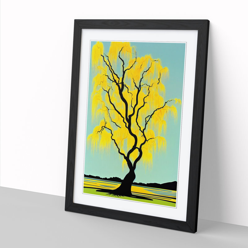 FRM-V0523-2498X The Weeping Willow Tree Vol.1 - Single Picture Frame Print, Black, 64cm H x 46cm W x 2cm D
