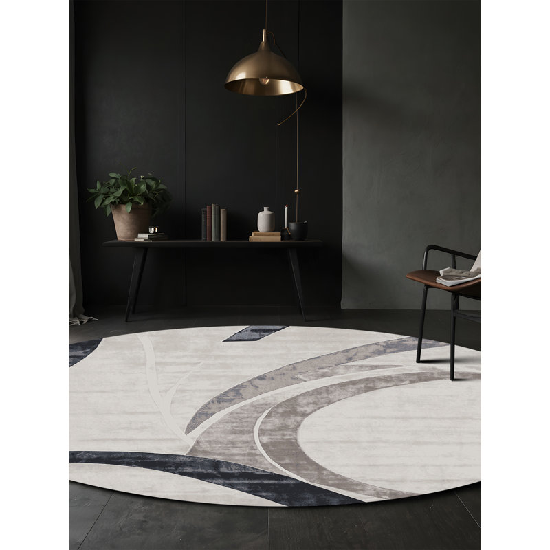 Tapis gris lavable à la machine, Rond 6 pi