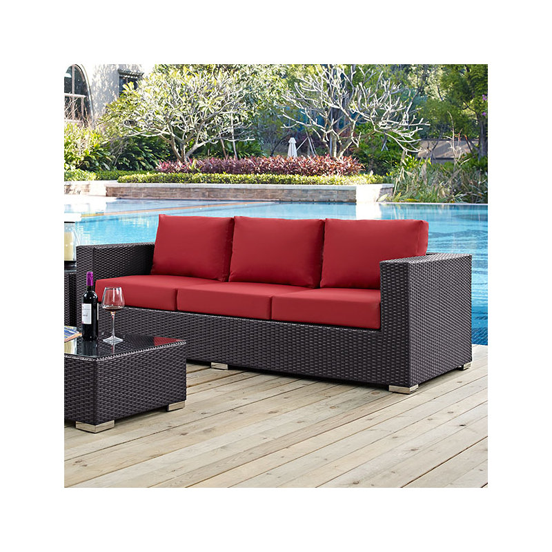 Modway Convene Outdoor Patio Sofa, Red