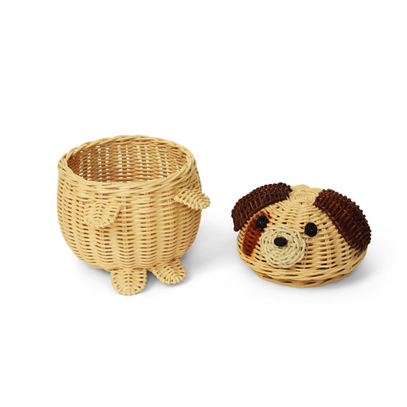 Panier de rangement en rotin pour chien avec couvercle Hary