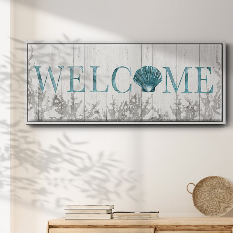 Welcome Shell- Framed Canvas, 20" H x 50" W
