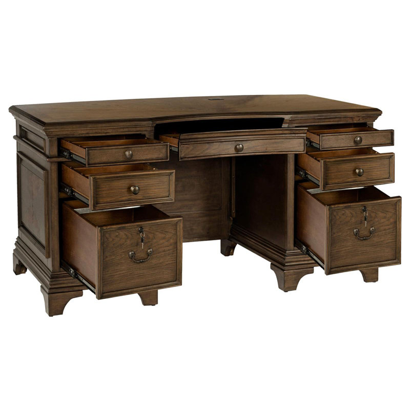 Kraft Burnished Oak 7-drawer Executive Desk