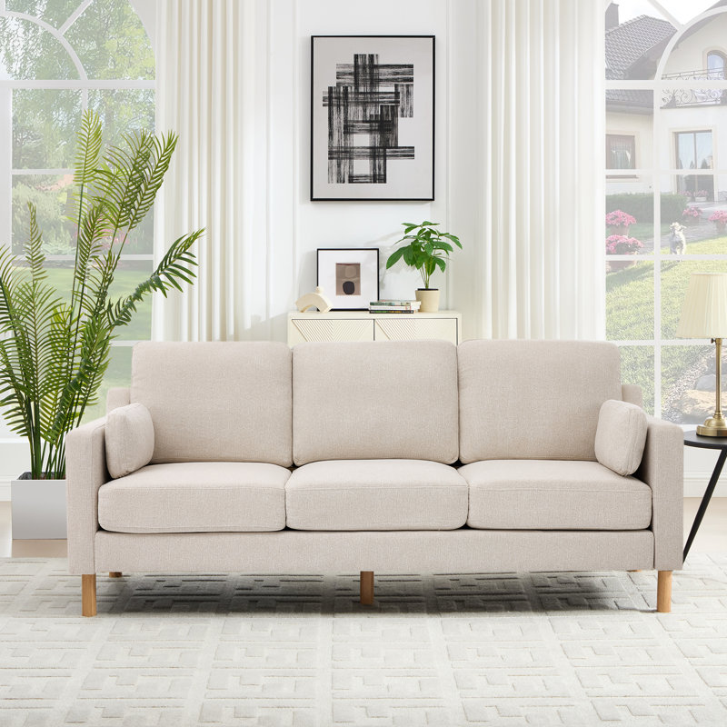 Lagoa 84'' Square Arm Upholstered Standard Sofa, Beige Chenille
