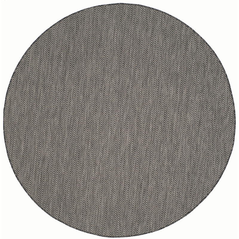 Tapis intérieur / extérieur noir / beige Arneshia, Rond 7 pi 10 po