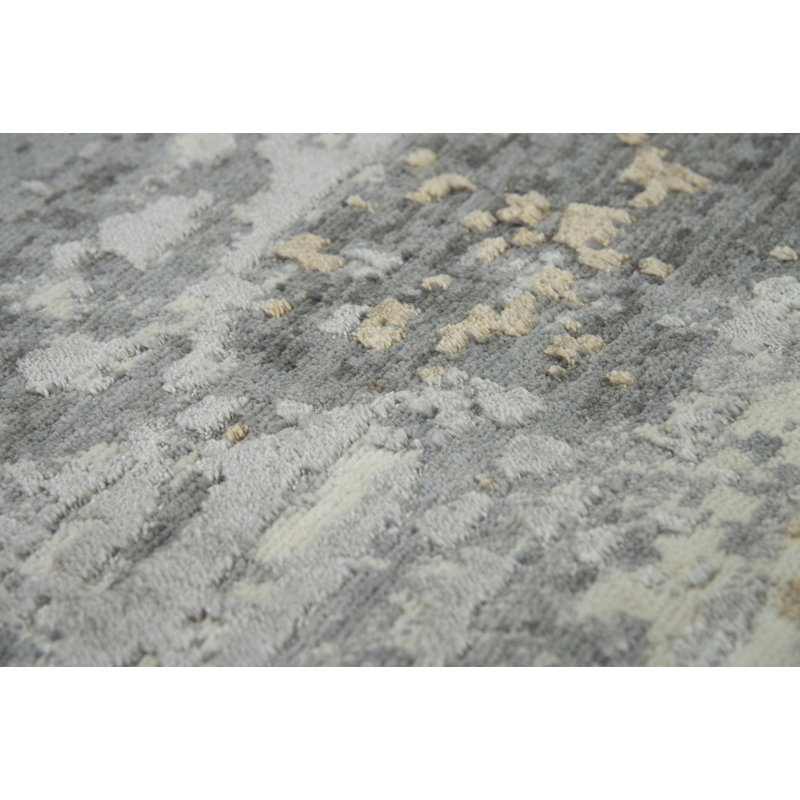 Tapis gris/blanc en laine tissée à la machine Brubaker, Tapis de couloir 2 pi 6 po x 8 pi