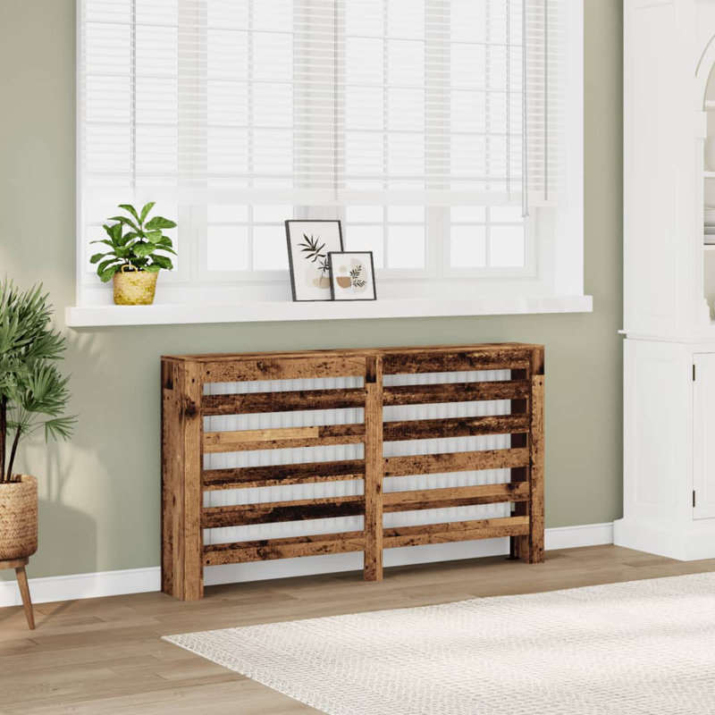 Large Radiator Cover, Old Wood, 149 x 20 x 82 cm, Horizontal Slats
