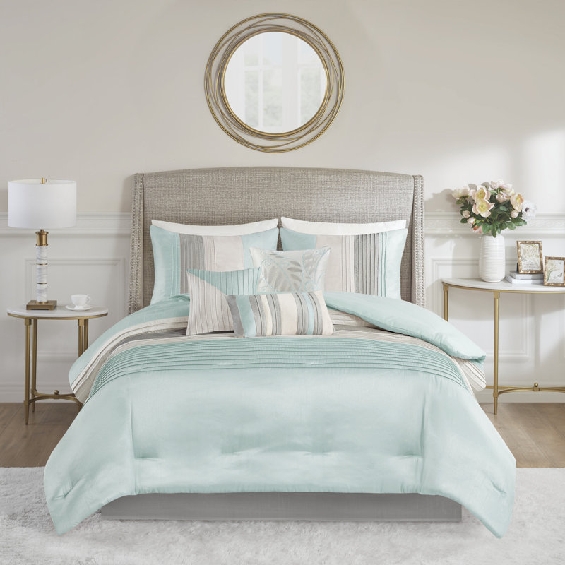 California King Coral Microfiber 7-Piece Comforter Set