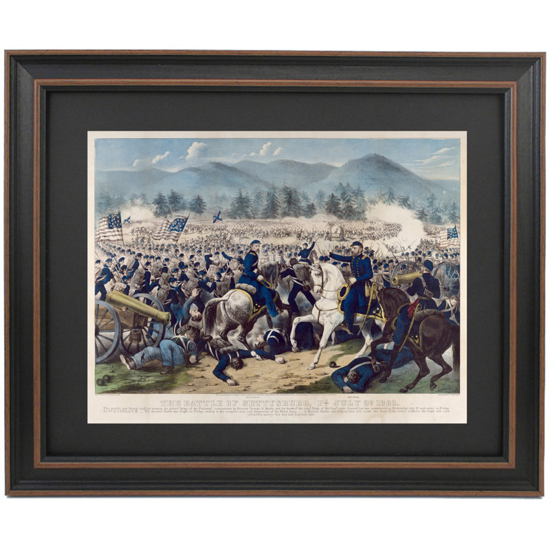 La bataille de Gettysburg, PA, le 3 juillet 1863 par Currier and Ives, H 30 po x l 36 po