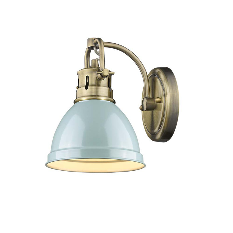 Dimmable Vanity Light, Aged Brass, Seafoam