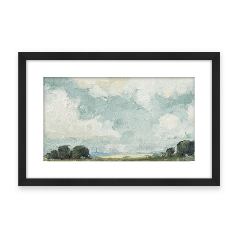 Nature Inspired Golden Meadows: A Serene Landscape Composition, 16" H x 24" W x 1.125" D, Framed Matted Print, Black