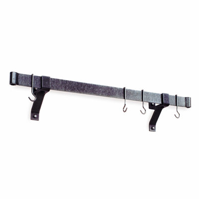 Handcrafted Rolled End Bar ONLY, Hammered Steel (Requires Wall Bracket Or Ceiling Hooks)