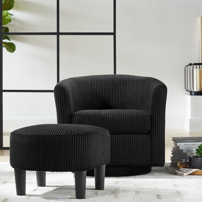26.38"Modern Swivel Accent Chair with Ottoman,Lounge Chair,Corduroy Upholstered Single Sofa Chair,360° Barrel Armchair for Reading,Bed by Brayden Studio 26.38"Modern Swivel Accent Chair with Ottoman,Lounge Chair,Corduroy Upholstered Single Sofa Chair,360° Barrel Armchair for Reading,Bed by Brayden Studio