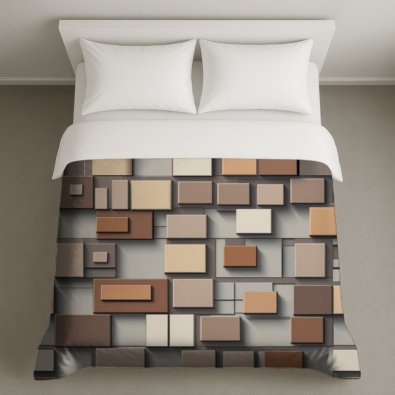 Housses de couette à motif de blocs géométriques, King