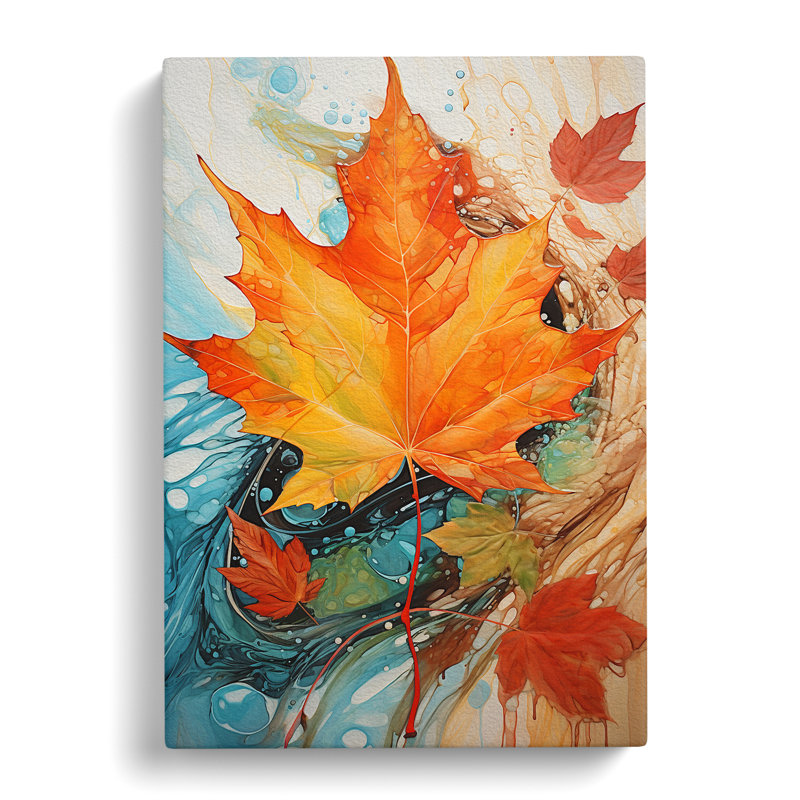 Leaf Action Painting No.2 - Wrapped Canvas, 76cm H x 50cm W x 3cm D