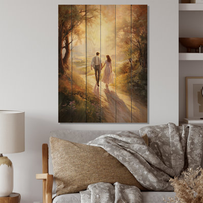 «Romantic Couple Landscape Loves Journey» sur impression sur bois