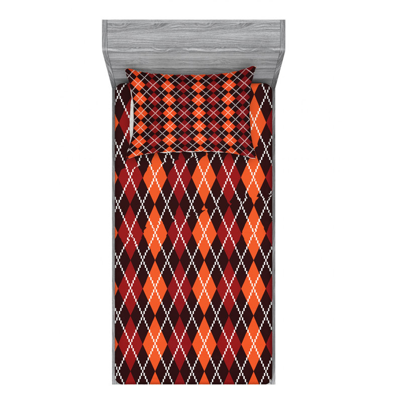 Microfiber Argyle Fitted Sheet, Twin XL Fitted Sheet with 1 Pillowcase