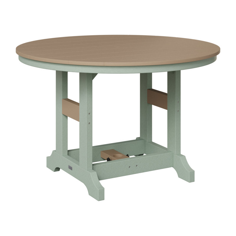 Garden Classic Outdoor Round Bar Table, Seafoam, Weatherwood