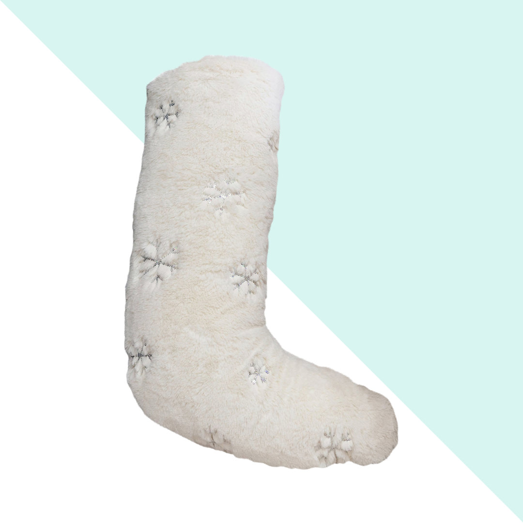 Christmas Fur Snowflake Sequin Embroidered Velvet Classic Xmas Sock Stocking Hashtag Home