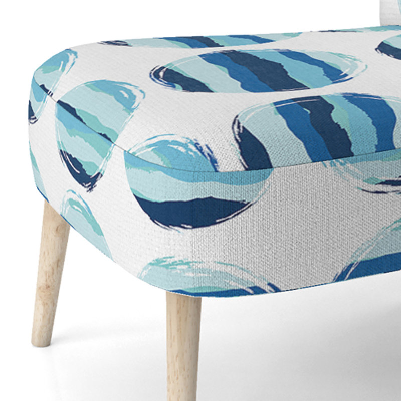 Chaise d'appoint rembourrée à motif blanc et bleu