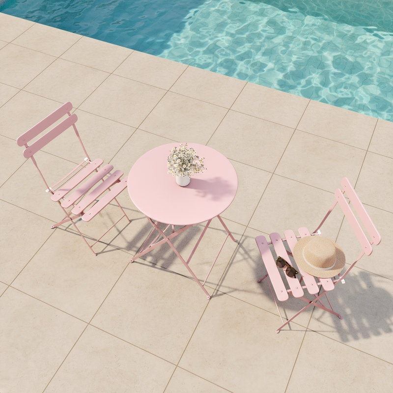Ensemble de 2 tables bistro et chaises pliantes pliables pour l'extérieur / intérieur avec cadre de qualité supérieure pour balcon, cour