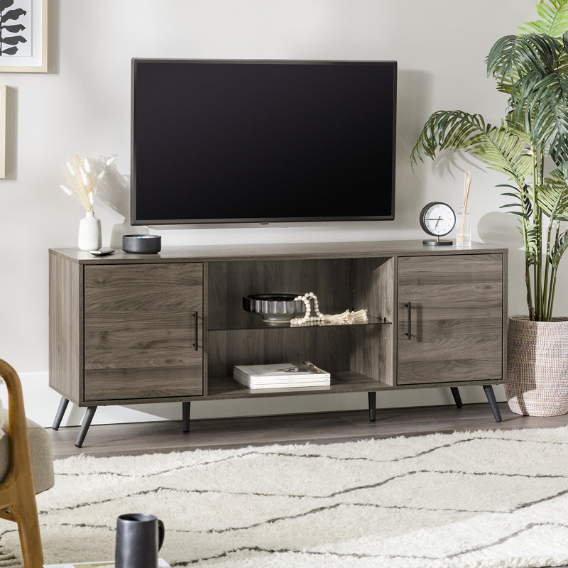 Bulhary 60" 2-Door TV Stand for TVs up to 65", Slate Gray