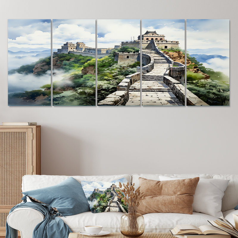 "Grande Muraille de Chine, sérénité IV, 5 pièces", 5 pièces, H 28 po x l 60 po