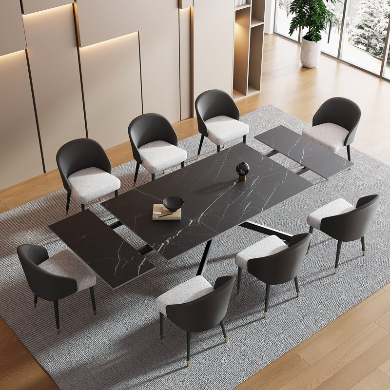 Table de salle à manger Majour , Noir, Noir/gris