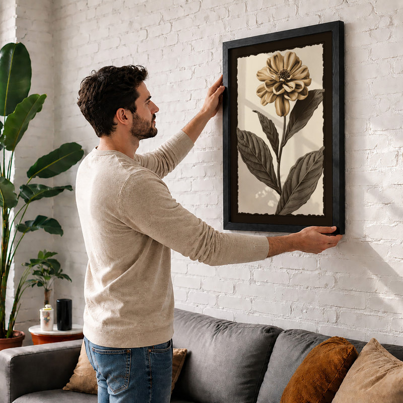 Study in Gold Botanical - Framed Print, Unframed, A4 - 29.7 x 21.0 cm