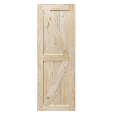 Barn Door, 20-60 in Unfinished British Brace Barn Door/Modern Style/Solid Wood/Simple Assembly is Required/Without Sliding Hardware 