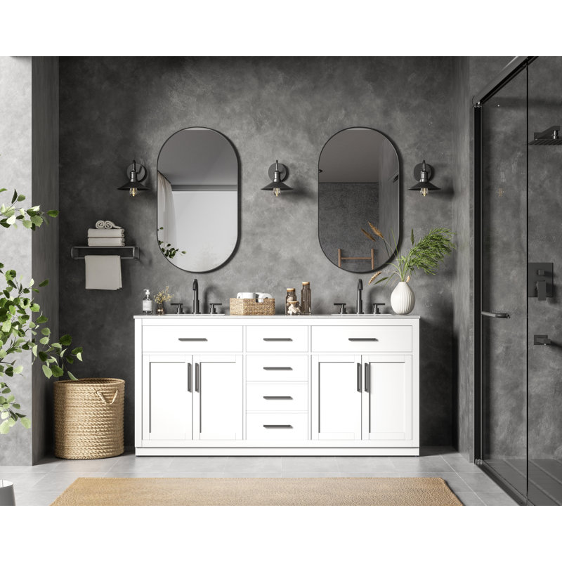 Ahner 72 inch Double Bathroom Vanity, White