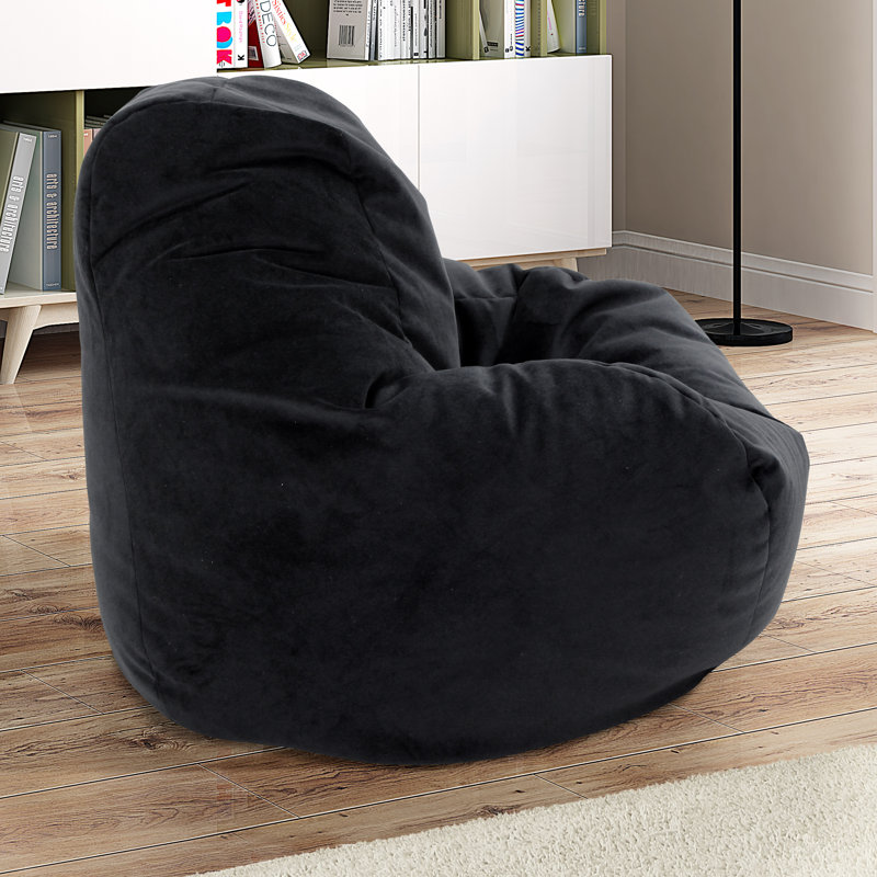 Fauteuil à billes Medium, Microfibre noire / microsuède