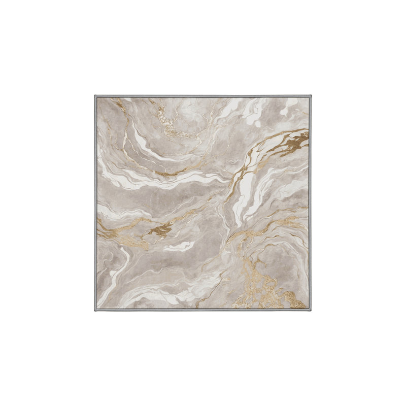 Machine Washable Gray Area Rug, Square 4'