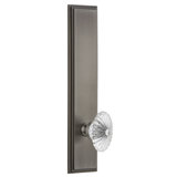 Grandeur Carré Tall Plate Privacy with Burgundy Crystal Door Knob