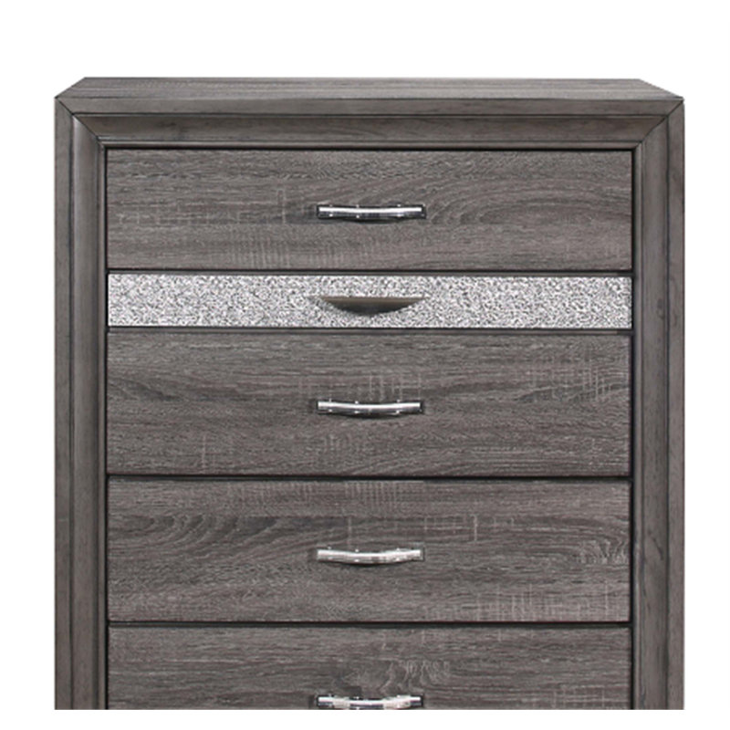 Commode Ryder Sparkle Grey avec 6 tiroirs spacieux et tiroir à bijoux, solution de rangement moderne et élégante