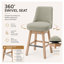 Ensemble de 2 tabourets de bar pivotants à 360°, hauteur comptoir 66 cm, avec dossier, revêtus de tissu bouclé moderne et dotés de pieds en bois massif, pour îlot de cuisine, vert.-2015039198