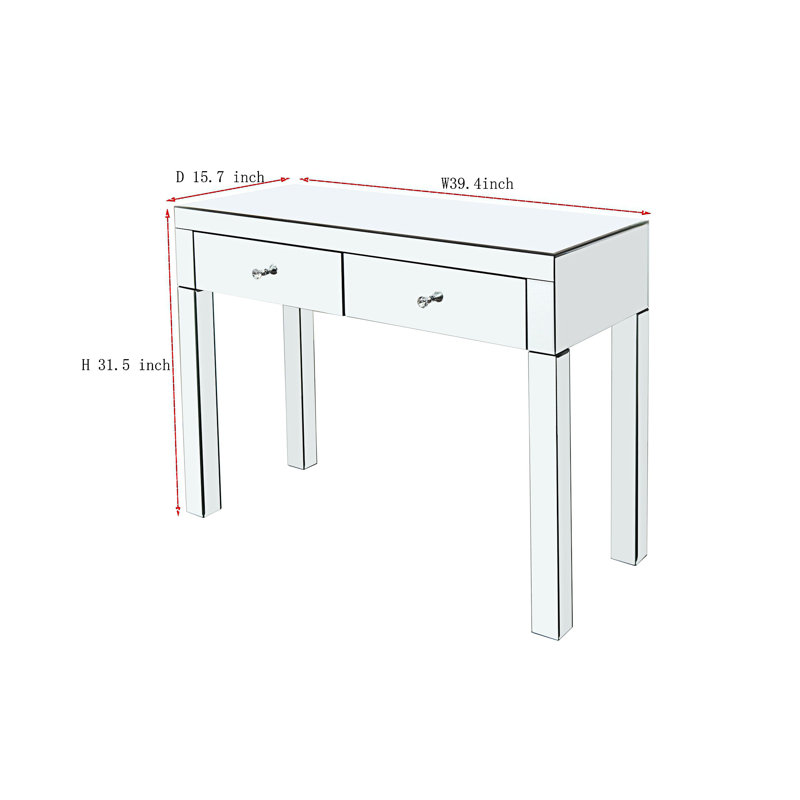 Mirror Desktop Dressing Table, 2 Drawer Dressing Table