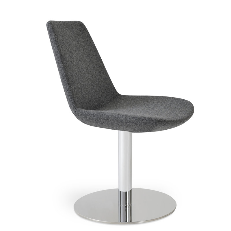 Chaise d'appoint pivotante de 23 po Eiffel, Similicuir noir, Chrome
