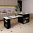 80" Expandable Kitchen Island Dining Table, Marble-Grain Countertop With Power Outlet, Storage Kitchen Prep Station With Wine Rack-801538825