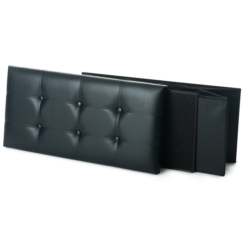 Pio 75cm Wide Faux Leather Tufted Rectangle Solid Colour Ottoman with Storage