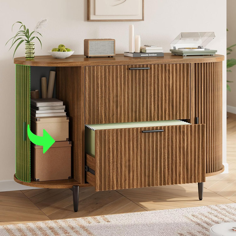 39.4" Filing Cabinet 2 Drawer File Cabinet, Brown