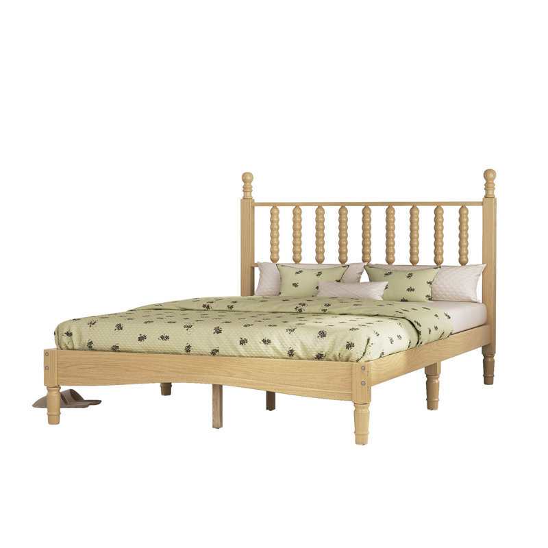 Lit standard en bois massif Auriel, Full, Naturel