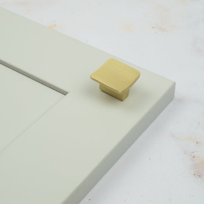32mm Brushed Brass Square Knob