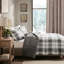 Édredon double / grand avec une alternative en duvet - bourre imprimée en tissu écossais gris et 2 taies décoratives assorties lavables à la machine-121409424